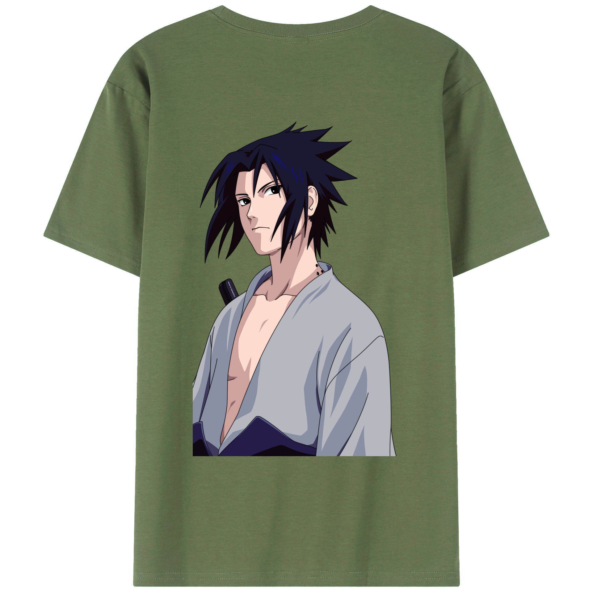 （画像用） NARUTO -ナルト- うちは サスケ Uchiha Sasuke 綿100％ メンズ半袖Tシャツ（バックプリント） 通気性